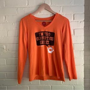Life is Good Ghost I'm Too Old For This Sheet Orange Long Sleeve Cool Tee Small